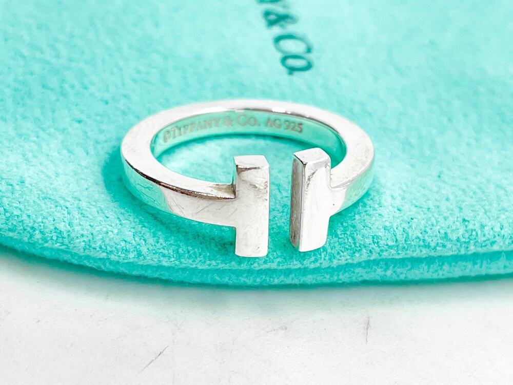 Tiffany & Co. T Square Sterling Silver Ring Size 5.25 - Picture 1 of 10